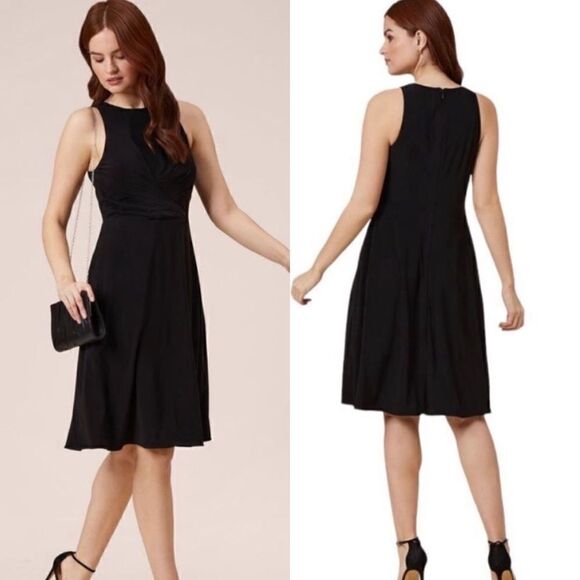 Adrianna Papell NWT MATTE STRETCH JERSEY FIT AND FLARE HALTER DRESS IN B… - Picture 1 of 13
